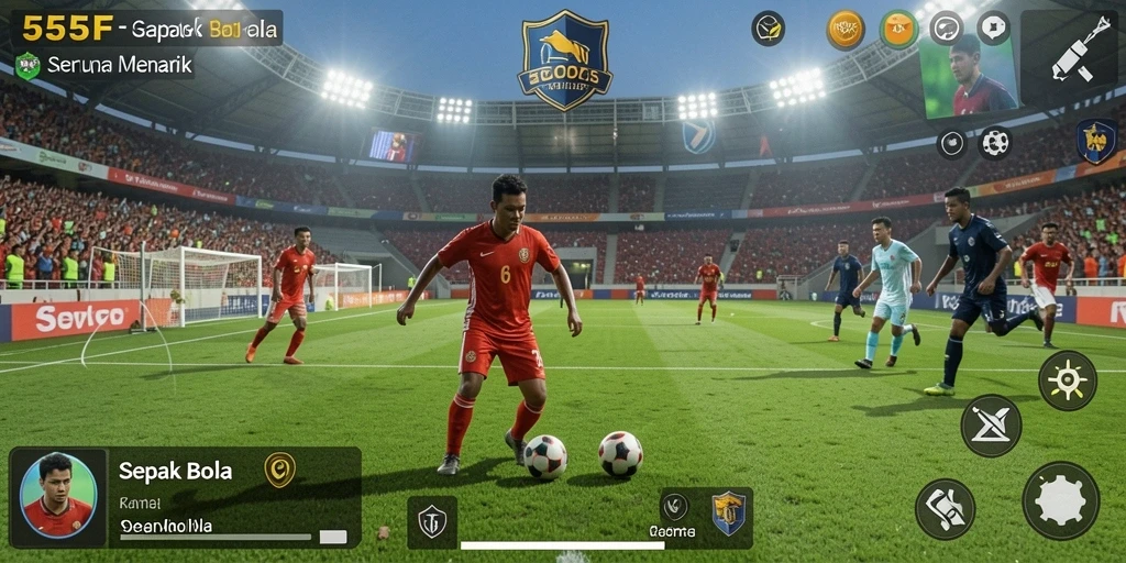 Tampilan antarmuka permainan Sepak Bola yang menarik dari 555F.