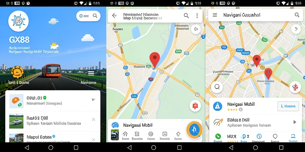Tampilan antarmuka aplikasi GX88 untuk navigasi mobil.