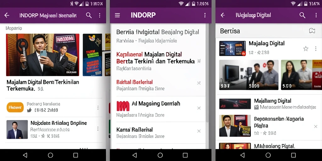 Tampilan antarmuka aplikasi Majalah Digital INDORP yang menarik dan informatif.