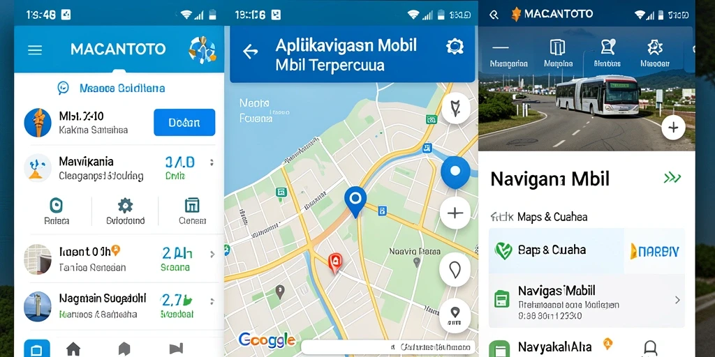 Tampilan antarmuka navigasi mobil MACANTOTO yang intuitif dan informatif.
