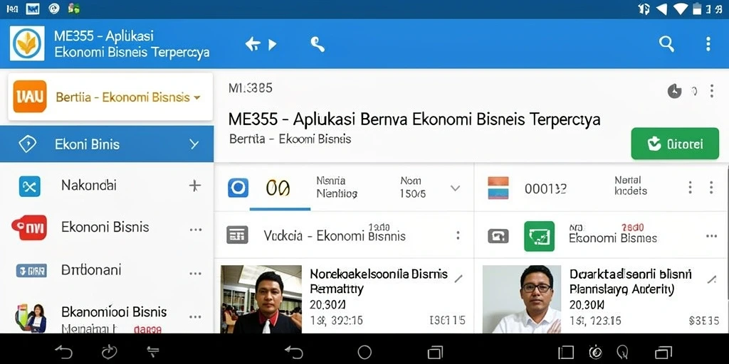 Antarmuka ME355 menampilkan berita ekonomi secara jelas dan terstruktur.