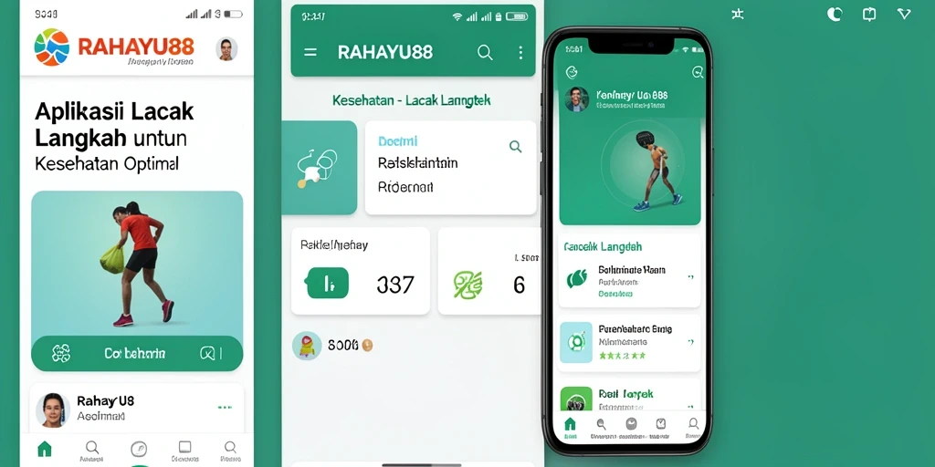 Antarmuka RAHAYU88 menampilkan statistik langkah dan aktivitas harian.