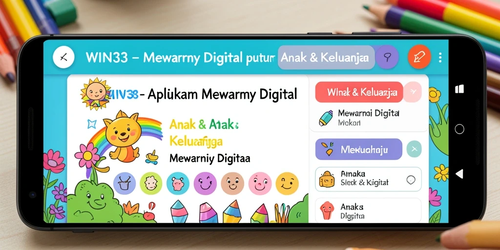 Antarmuka WIN33 dengan berbagai pilihan gambar mewarnai.